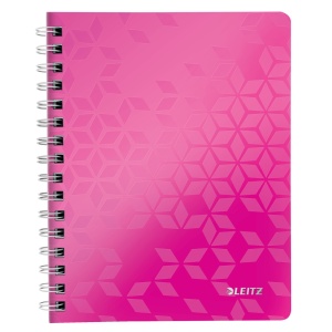 Caiet cu spirala A5, 80 file, dictando, roz, LEITZ WOW