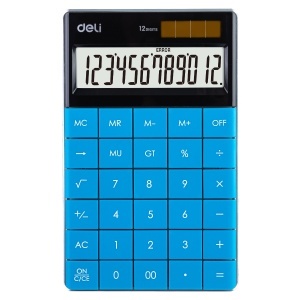 Calculator de birou cu 12 digiti, albastru, DELI 1589 - Img 2