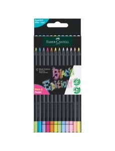 Creioane colorate pastel si neon, 12 buc/set, Black Edition FABER-CASTELL