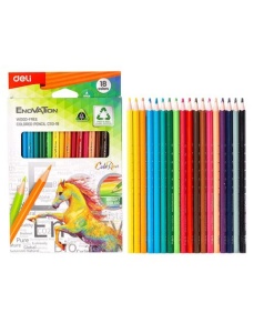 Creioane colorate plastic, 18 culori/set, DELI - Img 3