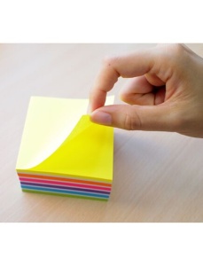 Cub notite autoadeziv, 76x76 mm, 400 file neon, STICK'N Rainbow - Img 2
