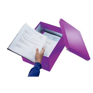 Cutie depozitare medie, 369x281x200 mm, carton, mov, LEITZ Click&Store - Img 4