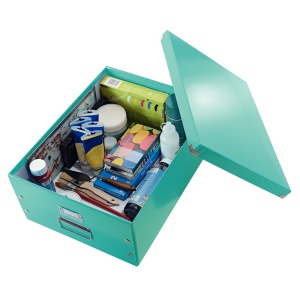 Cutie organizare mare, 369x200x482 mm, carton, turcoaz, LEITZ WOW Click&Store - Img 2