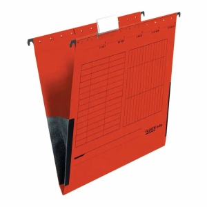 Dosar suspendabil cu burduf si bagheta metalica, 25 buc/set, rosu, FALKEN