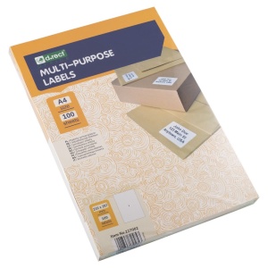 Etichete autocolante albe, 1/A4, 210 x 297mm, 100 coli/top, D.RECT