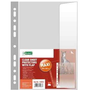 Folii protectie documente, clapeta laterala, 100 microni, 10 buc/set, D.RECT Maxi