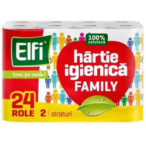 Hartie igienica, 2 straturi, 24 role/set, Family ELFI