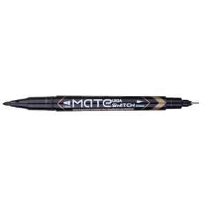 Marker permanent cu 2 capete, negru, DELI Mate