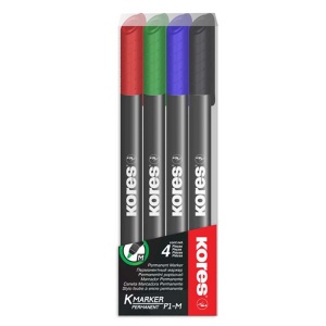 Marker permanent, varf rotund 1.0mm, 4 culori/set, KORES