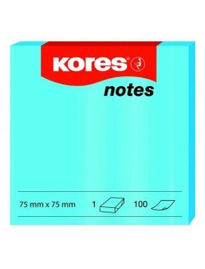 Notite autoadezive, 75x75 mm, 100 file/set, albastru neon, KORES - Img 2