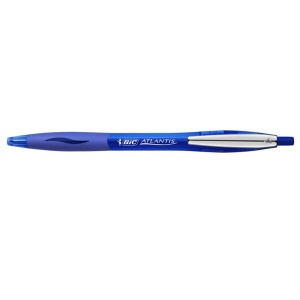 Pix cu mecanism, varf 1 mm, albastru, BIC Atlantis Clic Metal