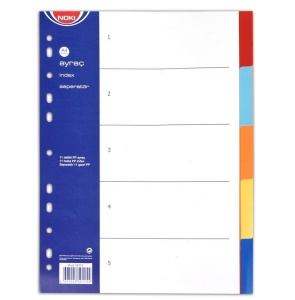 Separatoare plastic color, 5 culori/set, NOKI