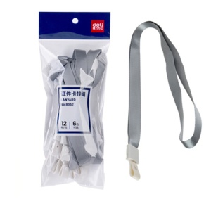 Snur textil pentru ecuson 1 cm, capsa plastic, gri, 12 buc/set, DELI