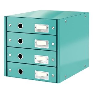 Suport cu sertare, carton, cu 4 sertare, turcoaz, LEITZ Click & Store WOW