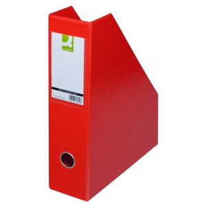 Suport reviste A4, carton plastifiat, rosu, Q-CONNECT