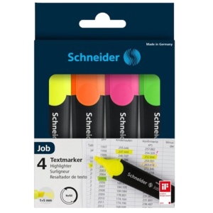 Textmarker SCHNEIDER Job, 4 culori/set