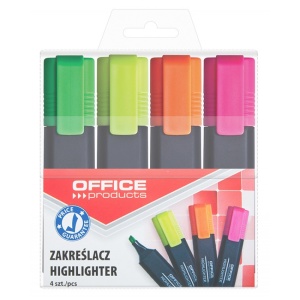 Textmarker varf lat, 1-5 mm, 4 culori/set, OFFICE PRODUCTS