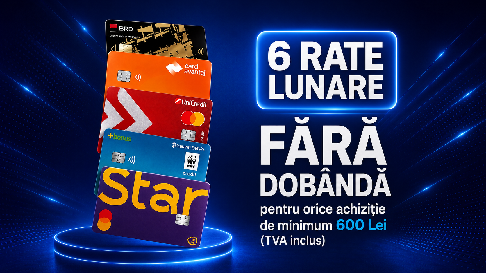 Metode de plata acceptate: card, transfer bancar, rate