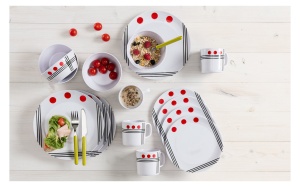 Set vesela melaminata buline rosii 16 buc - Img 2