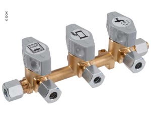 Supapa de inchidere cu actiune rapida cu 3 cai pentru intrare de 10 mm si iesiri de 8 mm