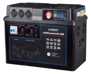 Carbest LiFePO4 Lithium LithPowerUnit 120, 120Ah Unitate de alimentare multifunctionala Baterie LiFePO4 1536Wh Invertor 2500W Controler solar MPPT