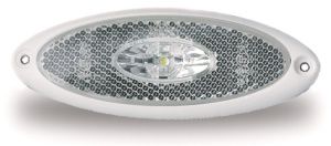 Indicator luminos LED, 12V, 1W, clar, cablu de 200 mm, cadru alb IP67