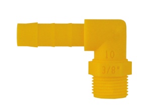 Racord cu filet exterior inclinat la 90 pentru furtun de 10 mm 3 8 alb-galben