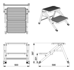 Treaptă dublă pliabilă din oțel Fabricat din oțel - Img 5