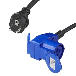 Adaptor stecher Schuko si priza dubla 40cm 16A, cablu neopren - Img 3