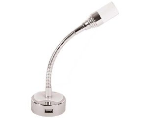 Lampa de citit LED 12V 1W brat flexibil cu comutator basculant USB +