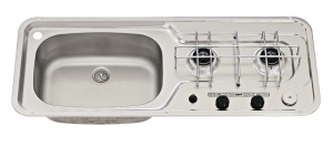 Chiuveta aragaz 800x320 2 arzatoare chiuveta piezo inox stanga 30mbar
