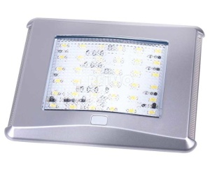 Plafoniera LED argintie cu comutator si lumina de noapte albastra, 450lm, 7W