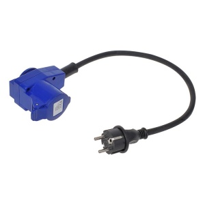 Adaptor stecher Schuko si priza dubla 40cm 16A, cablu neopren