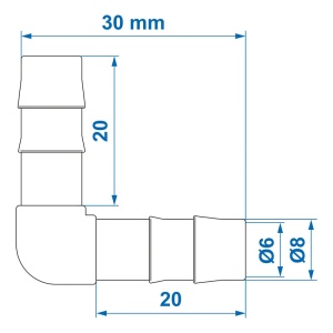 Conector 90 inclinat pentru furtun de 10 mm Galben,alb,negru/ SET DE2 CONECTORI - Img 4