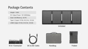 Panou solar portabil YT60, 60W, Pliabil in 4 bucati, IP67 - Img 2