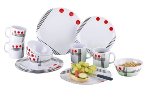 Set vesela melaminata buline rosii 16 buc