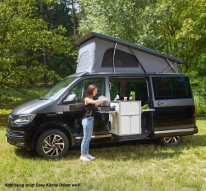 Piesa bucatarie Easy-Kitchen pentru VW T6 T5 MB Vito - montaj pe stanga - negru mat