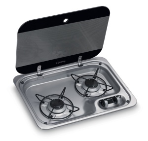 Aragaz cu capac din sticla Aragaz cu 2 flacari 460 x 335 mm