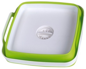Chiuveta Camp4 cu scurgere in pardoseala 31,5x30x7 20cm - alb verde - Img 2