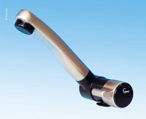 Robinet Londra negru placat cu nichel, canal de 145 mm, racord de 10 mm