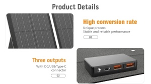 Panou solar portabil YT60, 60W, Pliabil in 4 bucati, IP67 - Img 3