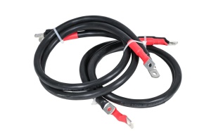 Set 2 Cabluri Conectare Acumulatori – 35mm², 100cm, cu Papuci Cupru de 35/6 si 35/8 mm
