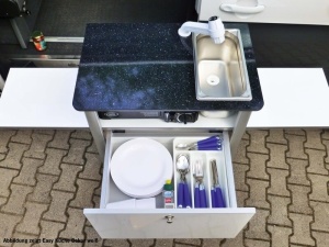 Piesa bucatarie Easy-Kitchen pentru VW T6 T5 MB Vito - montaj pe stanga - negru mat - Img 2
