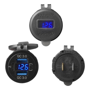 Priza USB tripla cu 2x tip A si 1x tip C + voltmetru - Img 5
