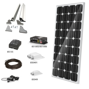 Set solar 1x155W Slim cablu 6m, inclusiv controler de incarcare, trecere cablu acoperis, suporti de prindere