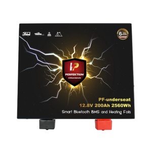 Baterie cu litiu Perfektium SERIA PF LiFePO4 12.8V 200Ah Smart BMS cu Bluetooth Baterie sub scaun pentru autocaravana cu incalzitor