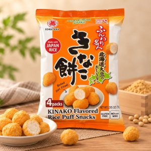 Snack din orez expandat cu aromă de kinako Echigo 75g