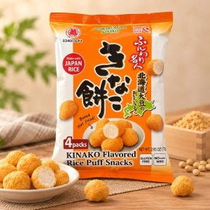 Snack din orez expandat cu aromă de kinako Echigo 75g