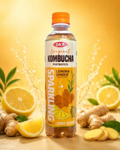 SGR Kombucha lemon ginger sparkling 500ml OKF