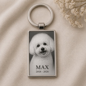 Breloc Personalizat In Memoriam Animal – Breloc cu Poză, Nume și Dată | Amintire Câine sau Pisică pe care o Porți Mereu